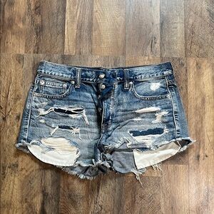 American Eagle Outfitters Blue Distressed Jean Shorts